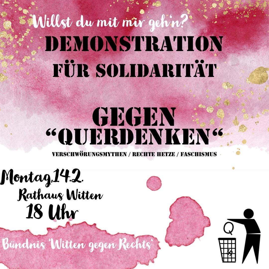 Demonstration für Solidarität – gegen „Querdenken“, Verschwörungsmythen, rechte Hetze und Faschismus am 14.2. in Witten